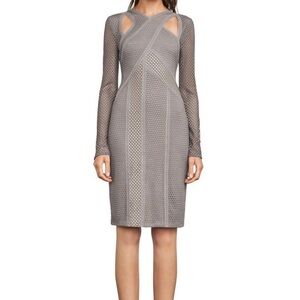 BCBGMaxAzria Jaylynn Long Sleeve Mesh Dress In Spanish Moss Size L NWT